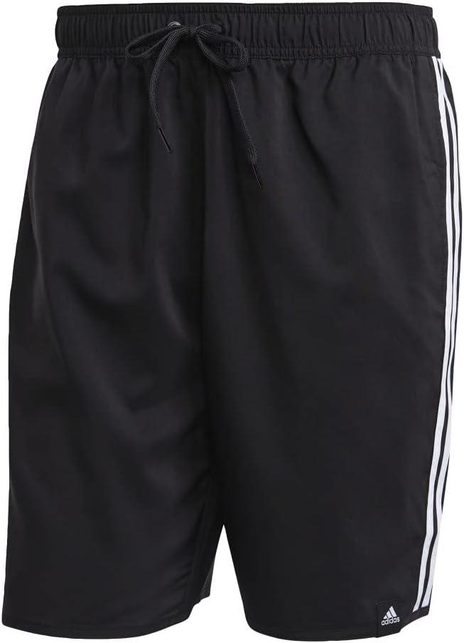 imageadidas Mens Classic 3Stripes Swim ShortsBlackWhite
