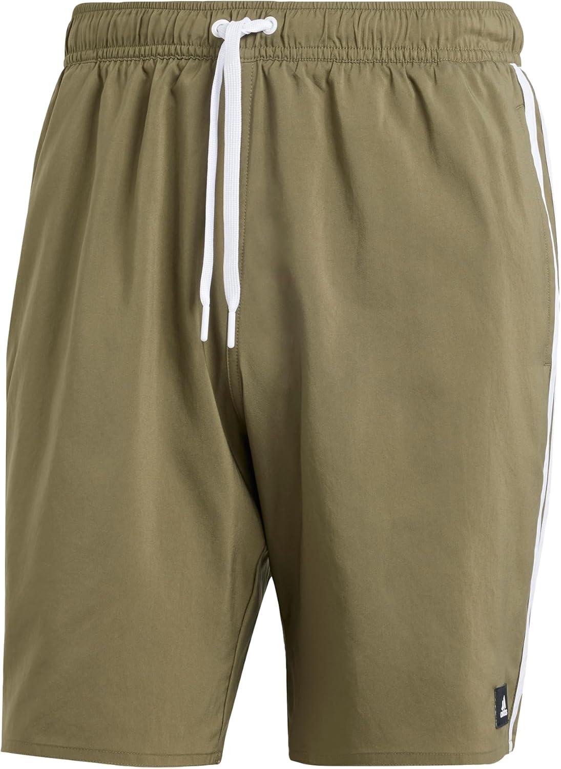 imageadidas Mens Classic 3Stripes Swim ShortsOlive Strata White