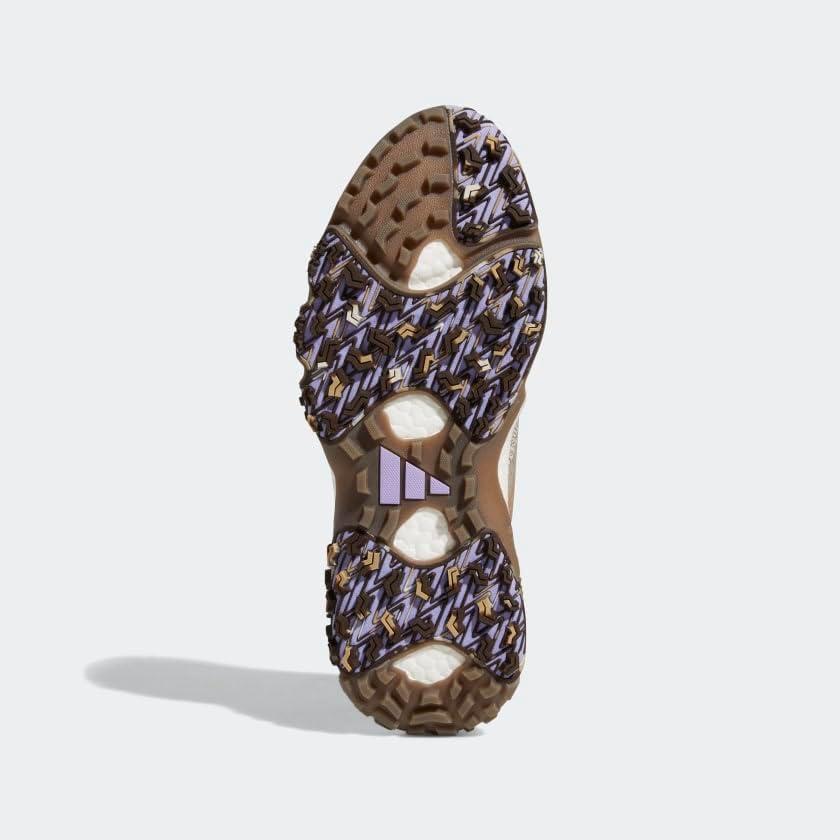 imageadidas Mens Codechaos 22 Spikeless Golf Golf Sneakers Shoes Silver WhiteClear BrownBrownLight Purple