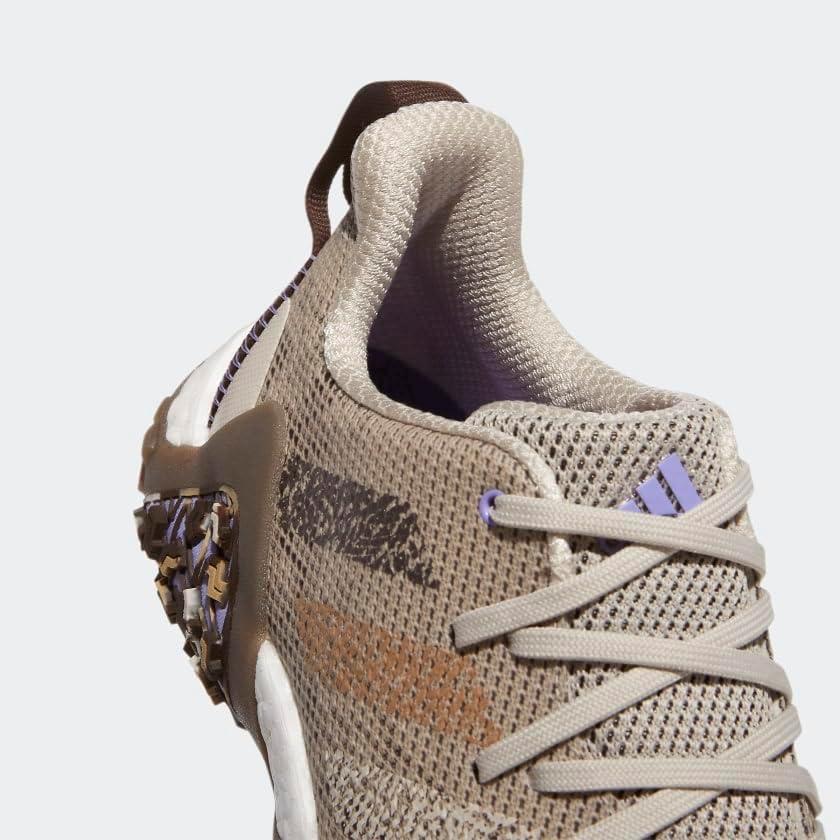 imageadidas Mens Codechaos 22 Spikeless Golf Golf Sneakers Shoes Silver WhiteClear BrownBrownLight Purple