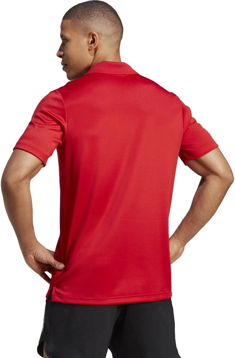 imageadidas Mens Designed to Move 3Stripes Polo ShirtBetter ScarletBlack