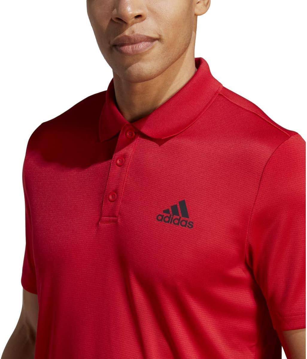 imageadidas Mens Designed to Move 3Stripes Polo ShirtBetter ScarletBlack