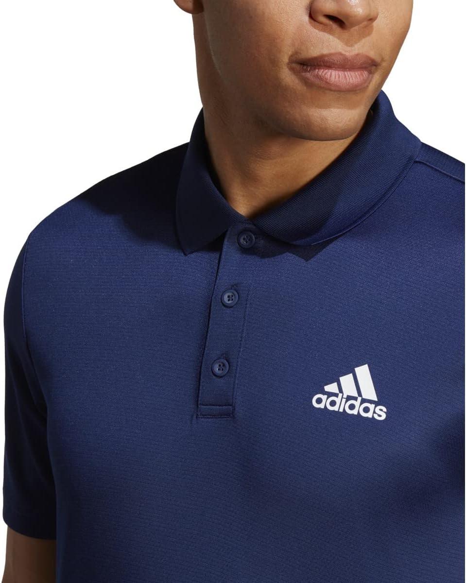 imageadidas Mens Designed to Move 3Stripes Polo ShirtDark BlueWhite