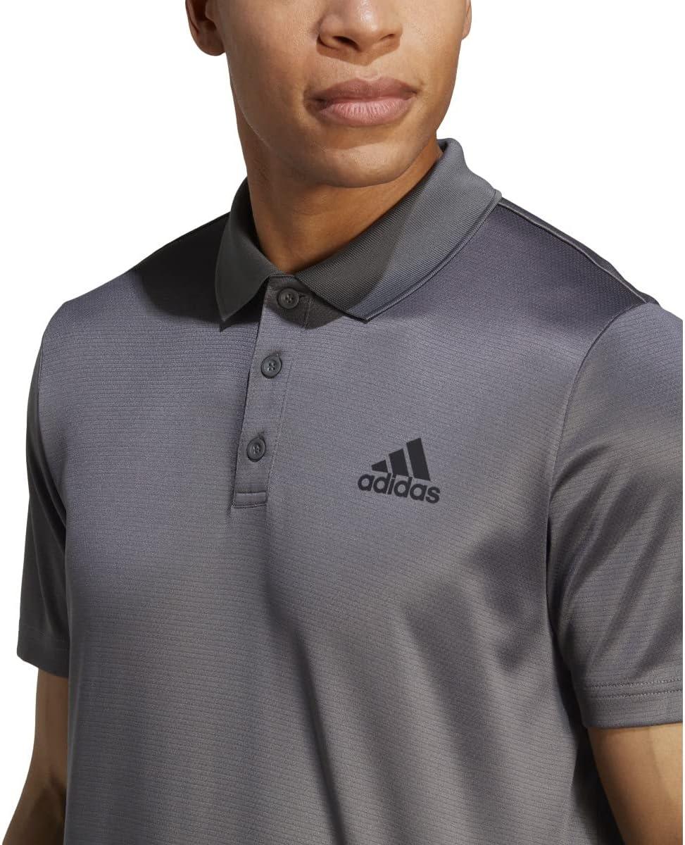 imageadidas Mens Designed to Move 3Stripes Polo ShirtGreyBlack