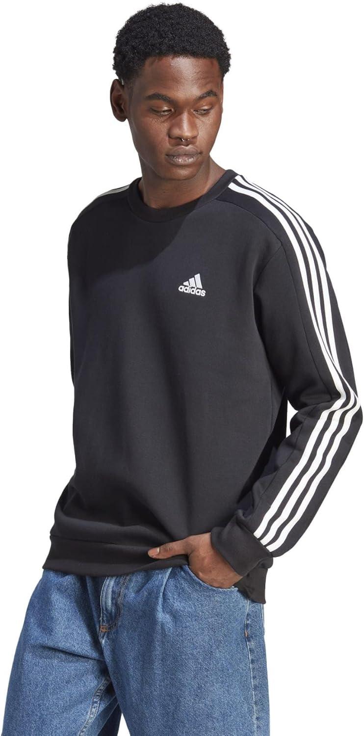 imageadidas Mens Essentials 3Stripes Fleece SweatshirtBlack