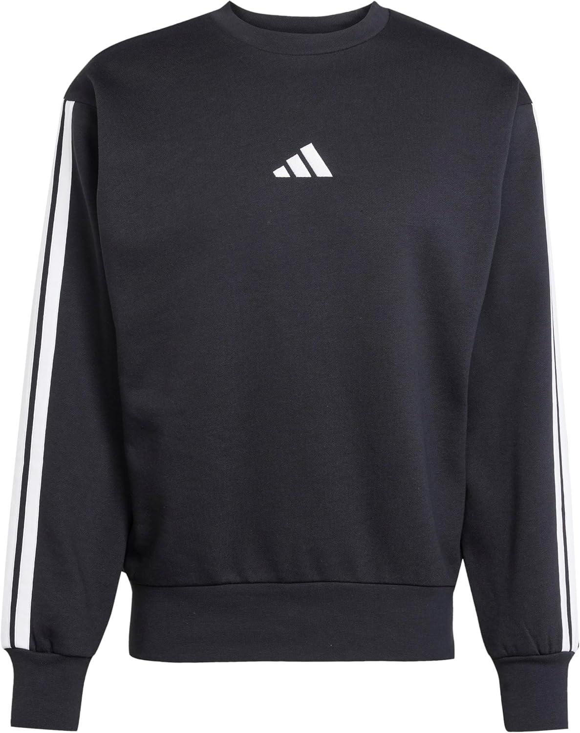 imageadidas Mens Essentials 3Stripes Fleece SweatshirtBlackWhite