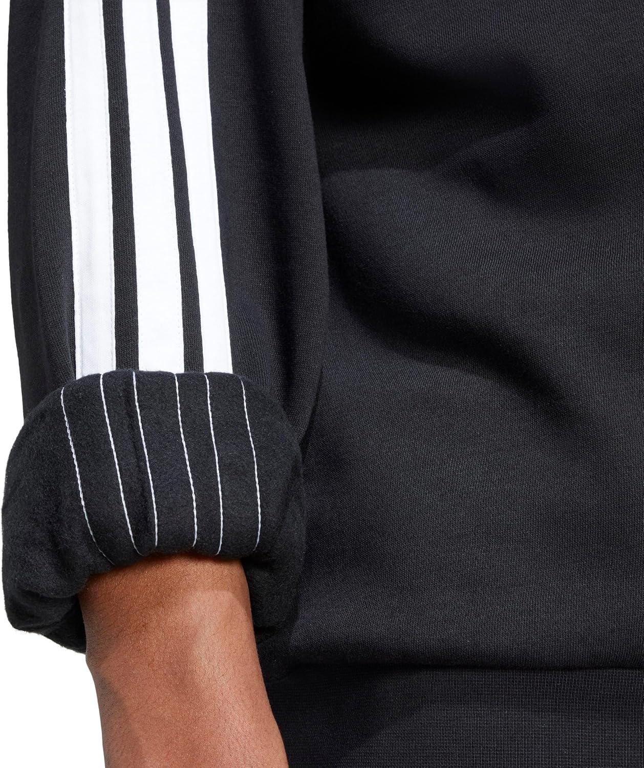 imageadidas Mens Essentials 3Stripes Fleece SweatshirtBlackWhite