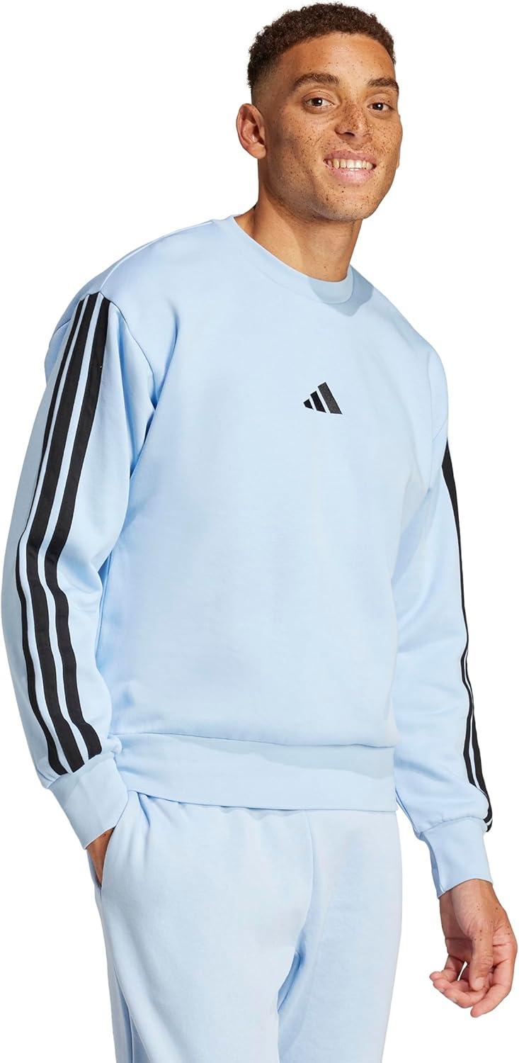 imageadidas Mens Essentials 3Stripes Fleece SweatshirtBlueBlack