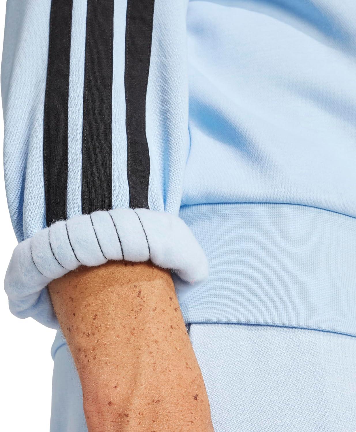 imageadidas Mens Essentials 3Stripes Fleece SweatshirtBlueBlack