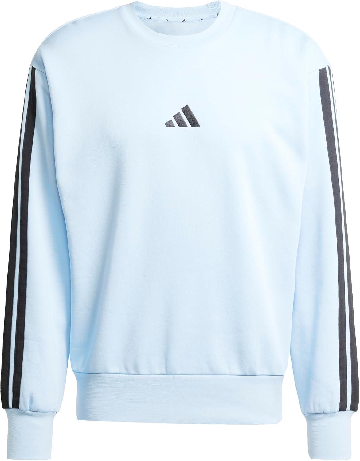 imageadidas Mens Essentials 3Stripes Fleece SweatshirtBlueBlack