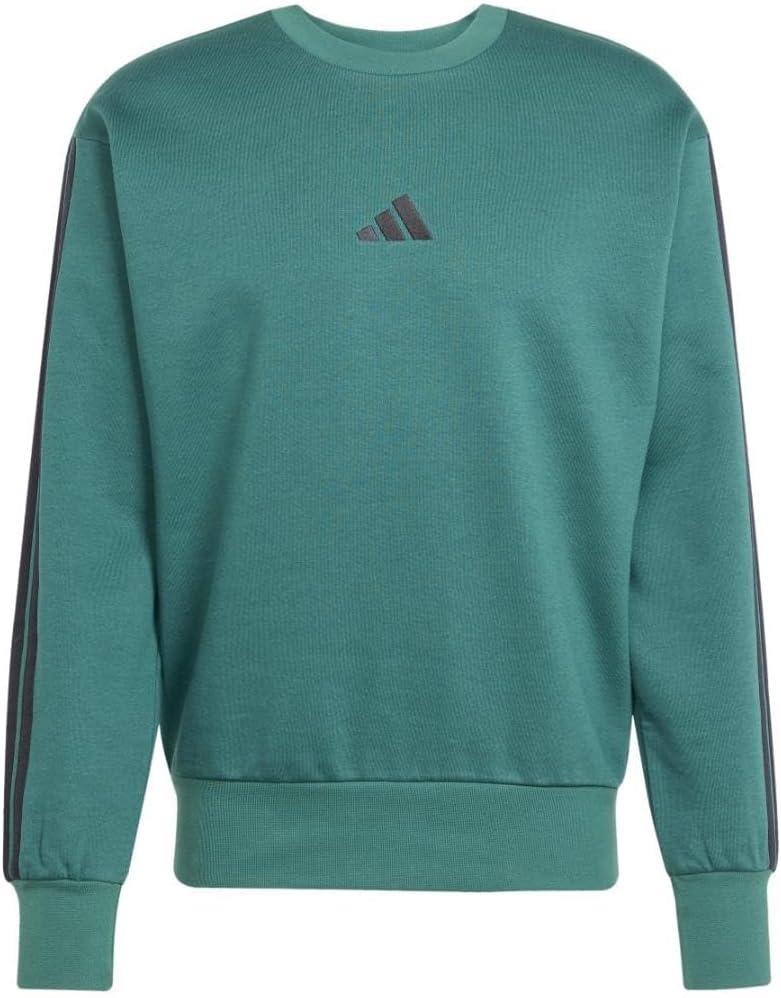 imageadidas Mens Essentials 3Stripes Fleece SweatshirtCollegiate GreenBlack