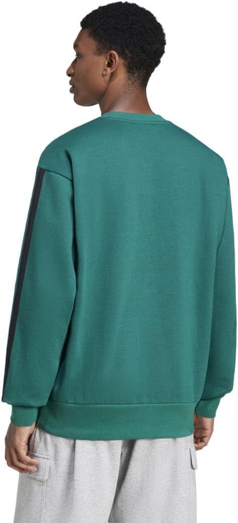 imageadidas Mens Essentials 3Stripes Fleece SweatshirtCollegiate GreenBlack