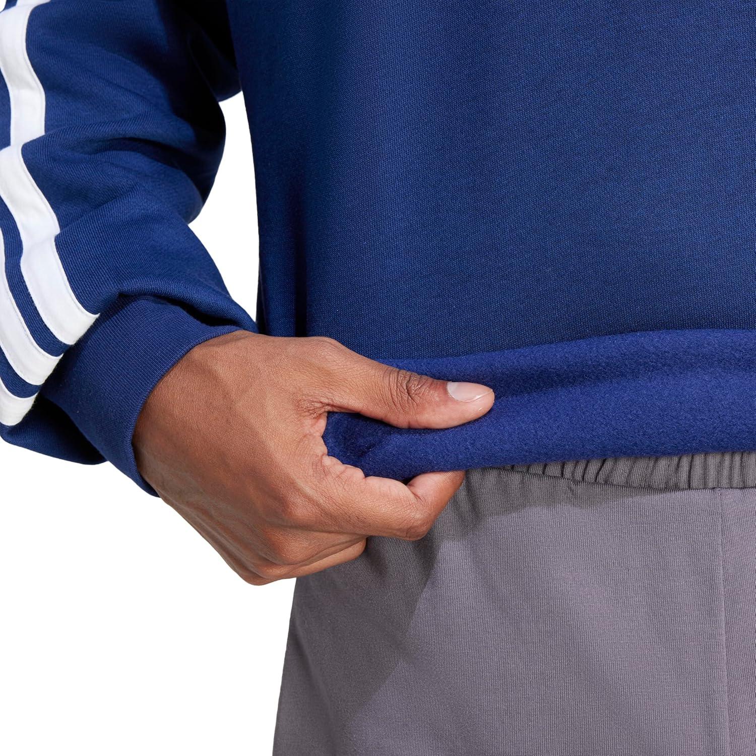 imageadidas Mens Essentials 3Stripes Fleece SweatshirtDark BlueWhite