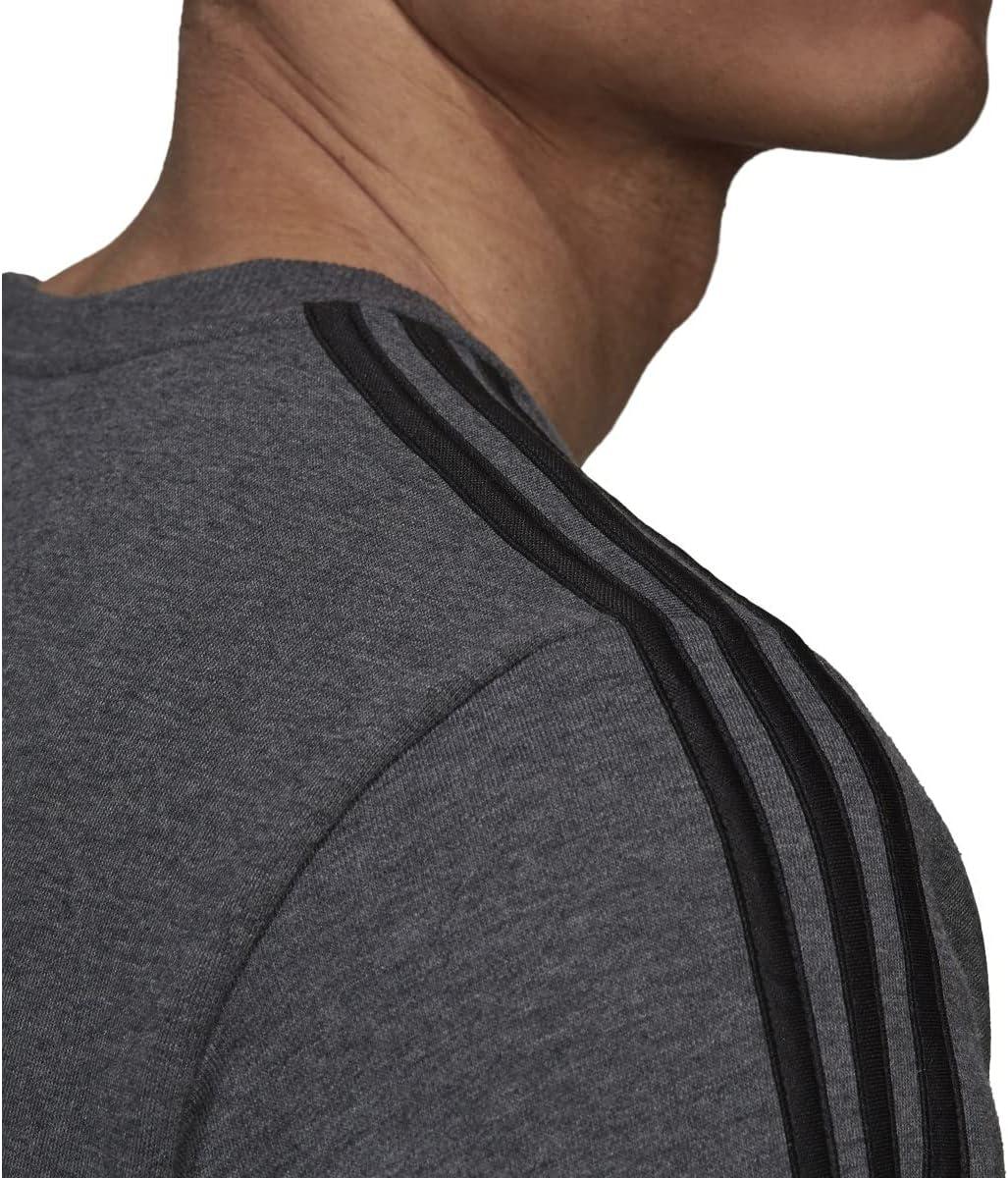 imageadidas Mens Essentials 3Stripes Fleece SweatshirtDark Grey HeatherBlack