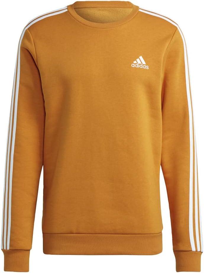 imageadidas Mens Essentials 3Stripes Fleece SweatshirtFocus OrangeWhite