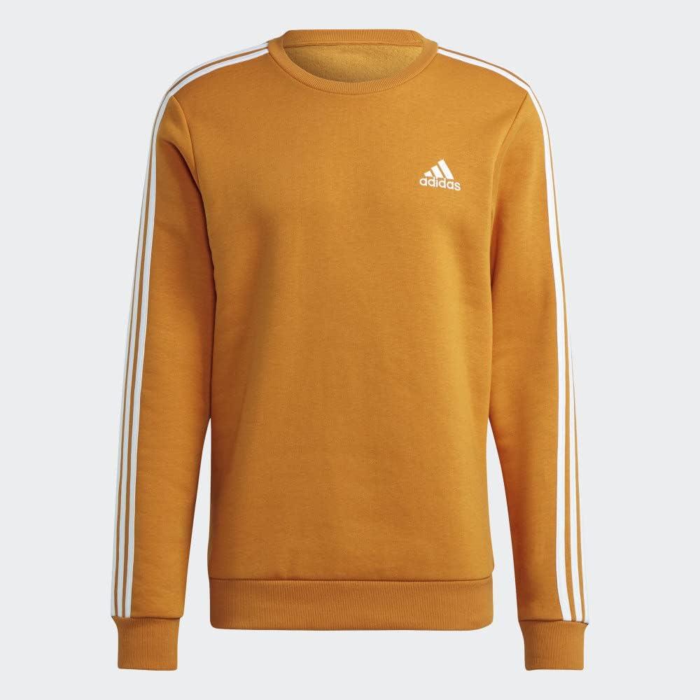 imageadidas Mens Essentials 3Stripes Fleece SweatshirtFocus OrangeWhite