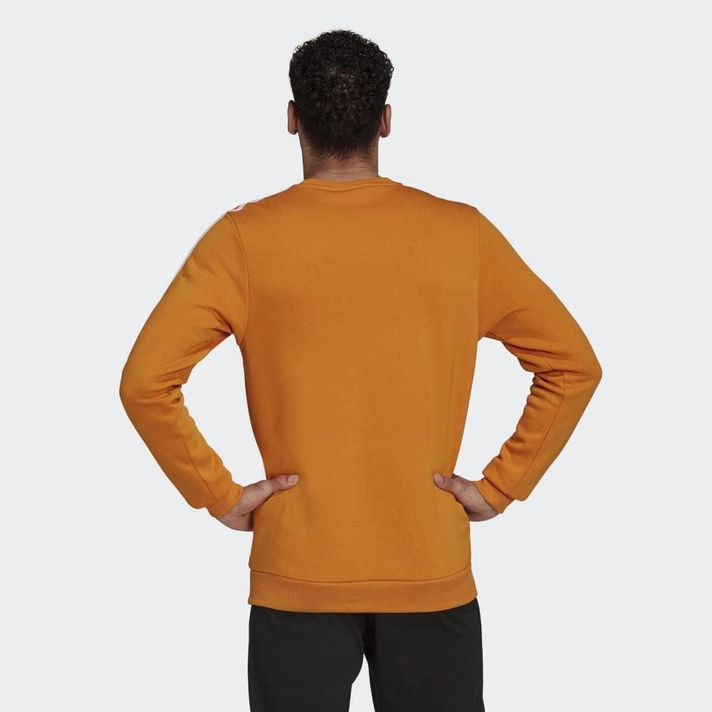 imageadidas Mens Essentials 3Stripes Fleece SweatshirtFocus OrangeWhite