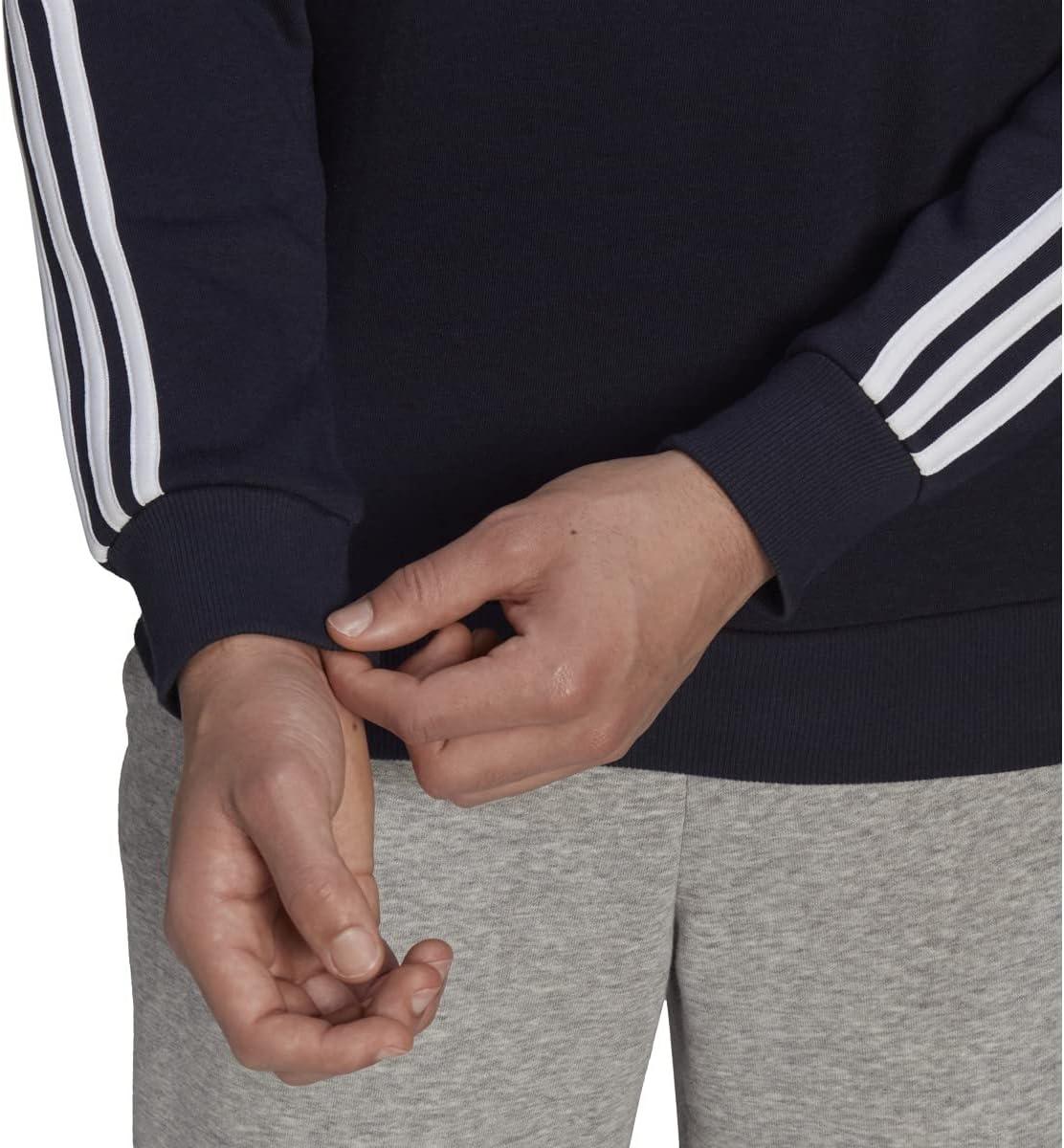 imageadidas Mens Essentials 3Stripes Fleece SweatshirtInkWhite