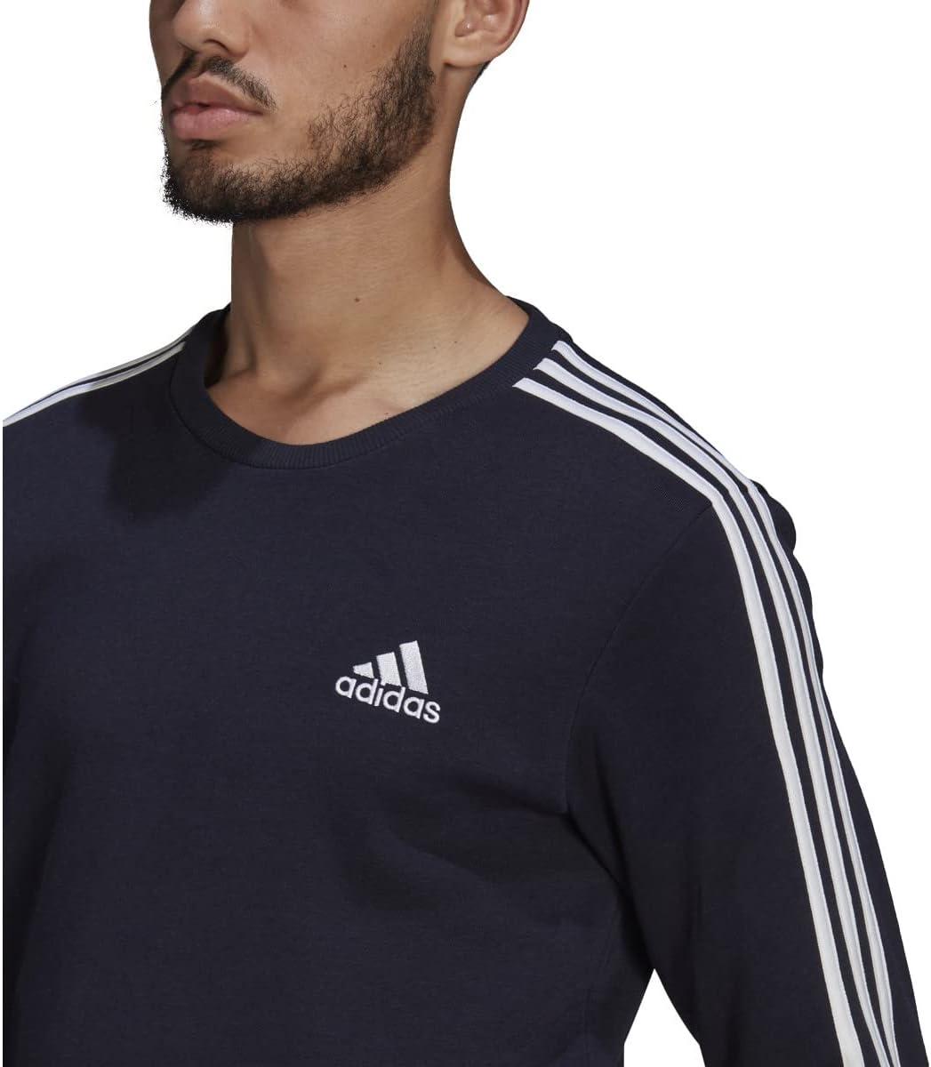 imageadidas Mens Essentials 3Stripes Fleece SweatshirtInkWhite