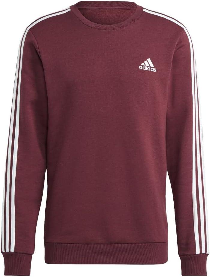 imageadidas Mens Essentials 3Stripes Fleece SweatshirtVictory CrimsonWhite