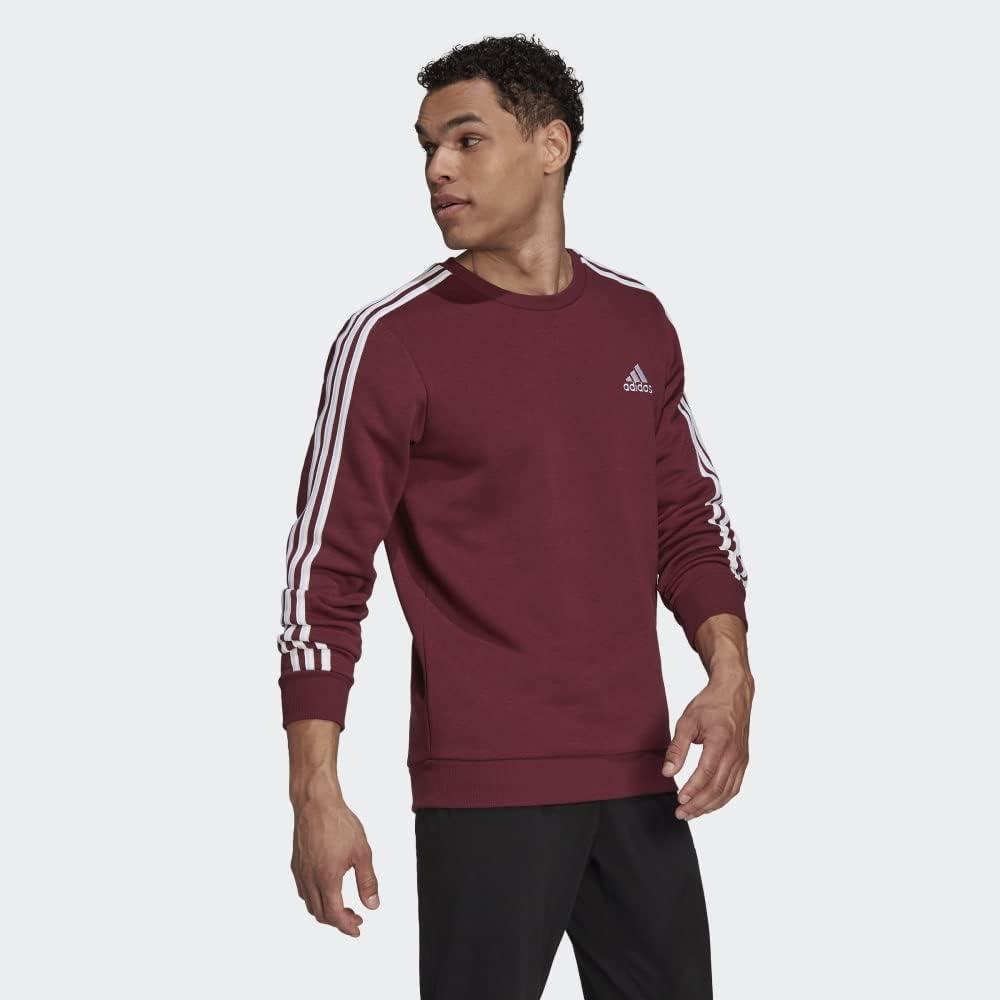 imageadidas Mens Essentials 3Stripes Fleece SweatshirtVictory CrimsonWhite
