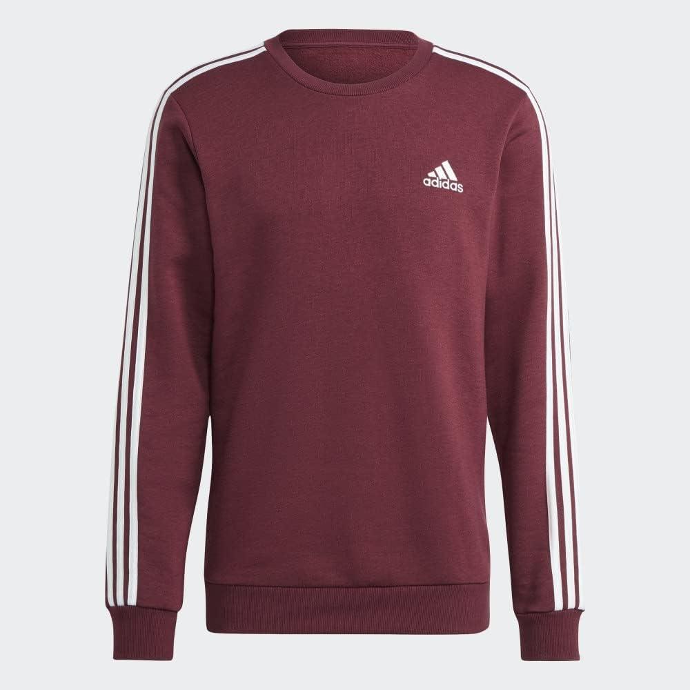 imageadidas Mens Essentials 3Stripes Fleece SweatshirtVictory CrimsonWhite