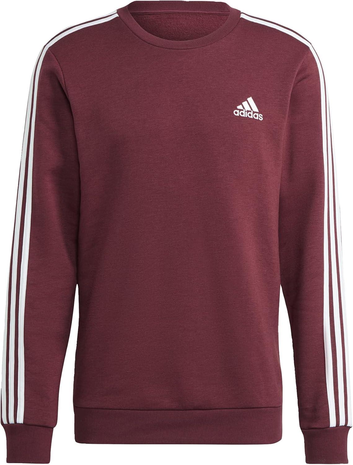 imageadidas Mens Essentials 3Stripes Fleece SweatshirtVictory CrimsonWhite