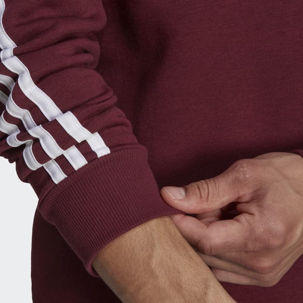 imageadidas Mens Essentials 3Stripes Fleece SweatshirtVictory CrimsonWhite