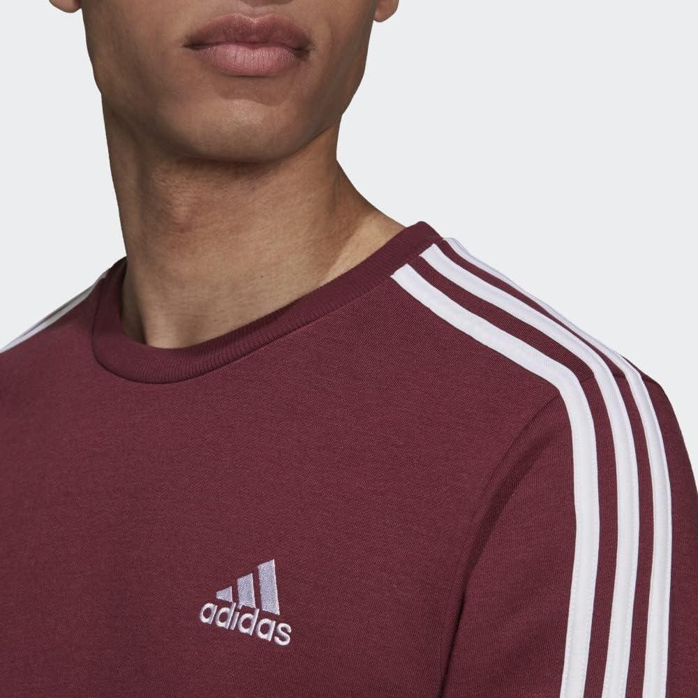 imageadidas Mens Essentials 3Stripes Fleece SweatshirtVictory CrimsonWhite