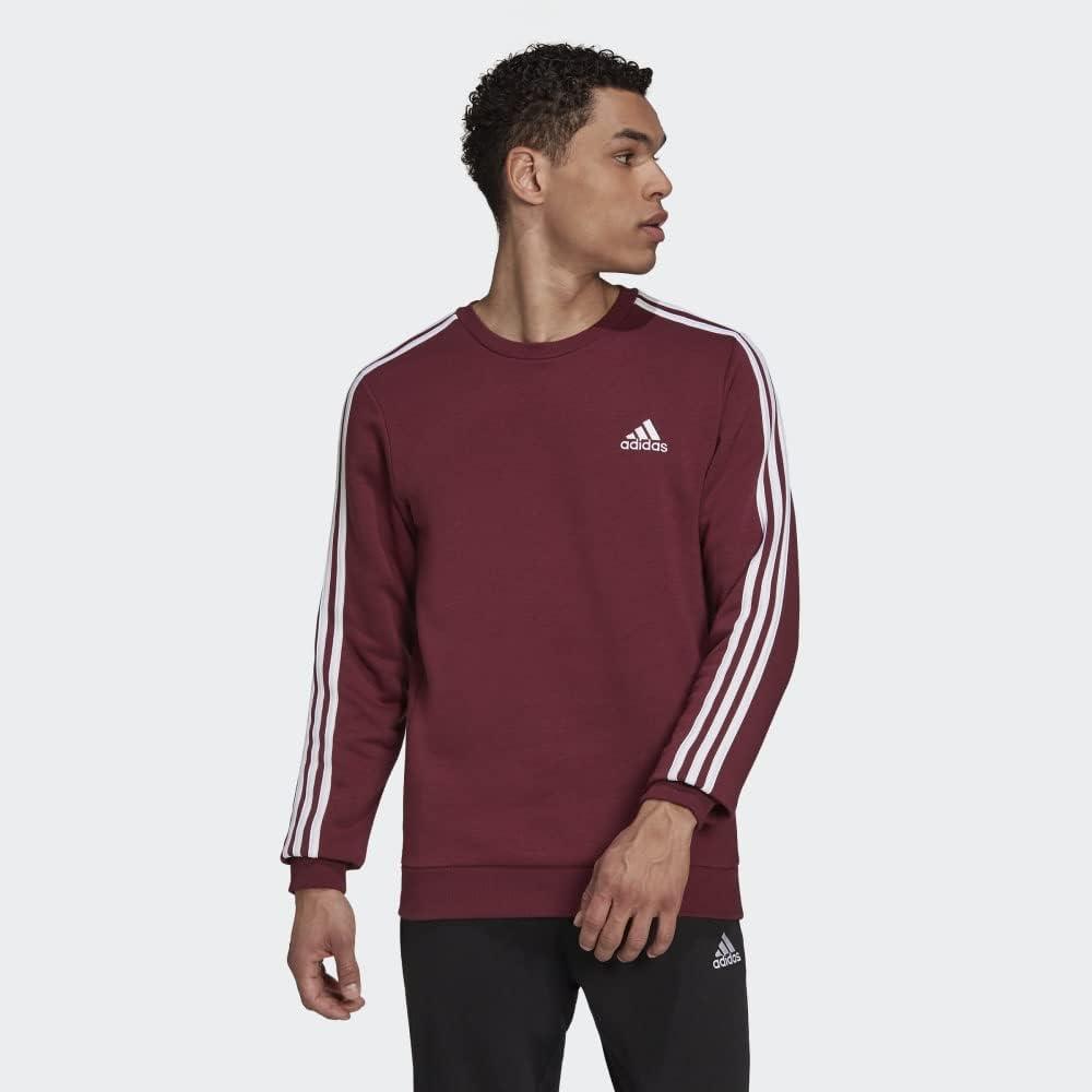 imageadidas Mens Essentials 3Stripes Fleece SweatshirtVictory CrimsonWhite
