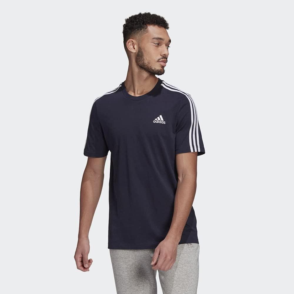 imageadidas Mens Essentials 3stripes TeeLegend Ink
