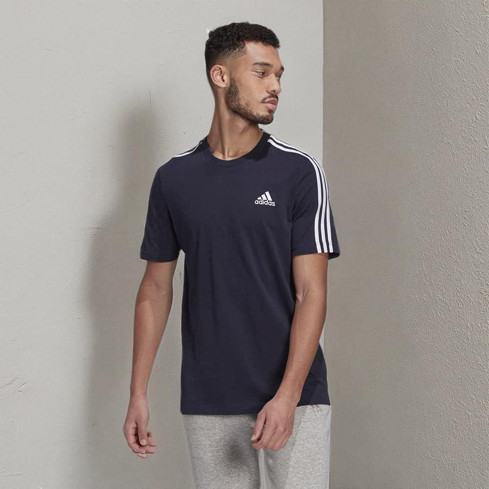 imageadidas Mens Essentials 3stripes TeeLegend Ink
