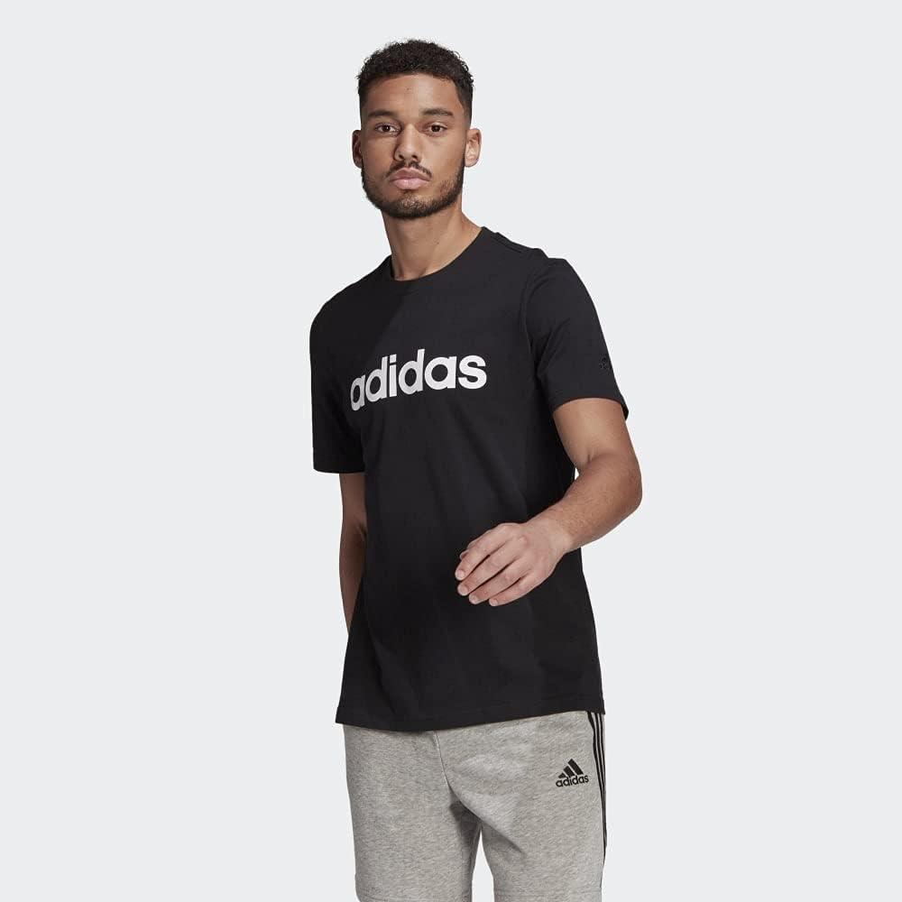 imageadidas Mens Essentials Embroidered Linear Logo TeeBlack