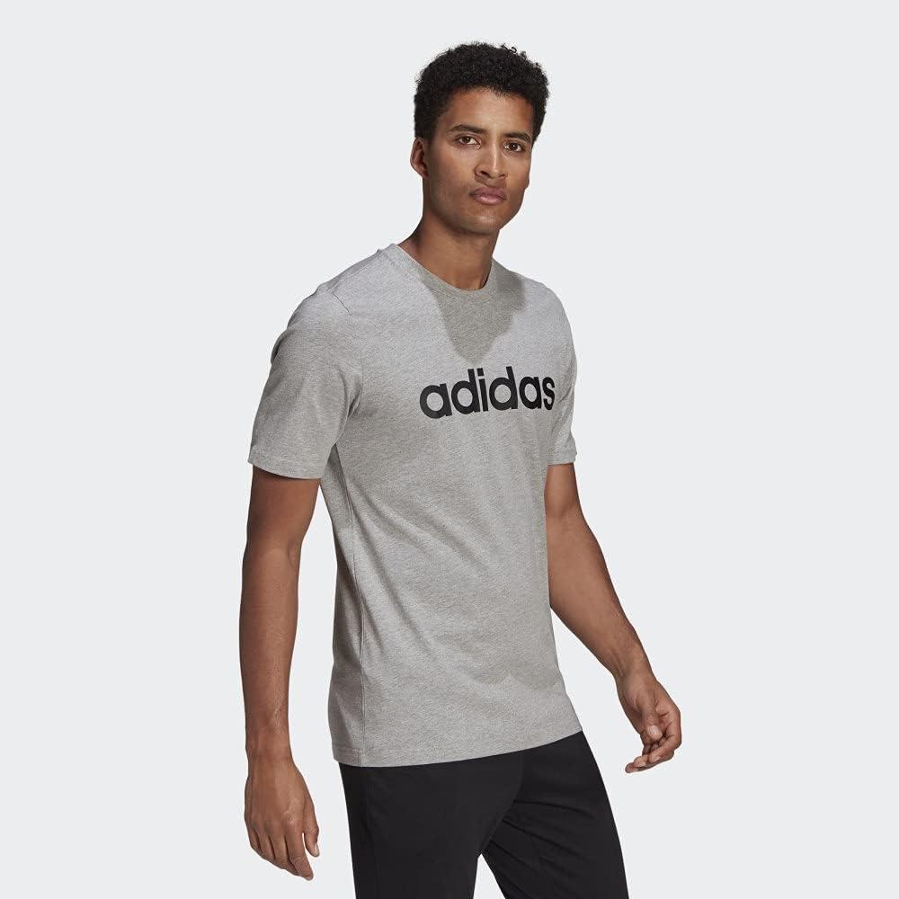 imageadidas Mens Essentials Embroidered Linear Logo TeeMedium Grey Heather