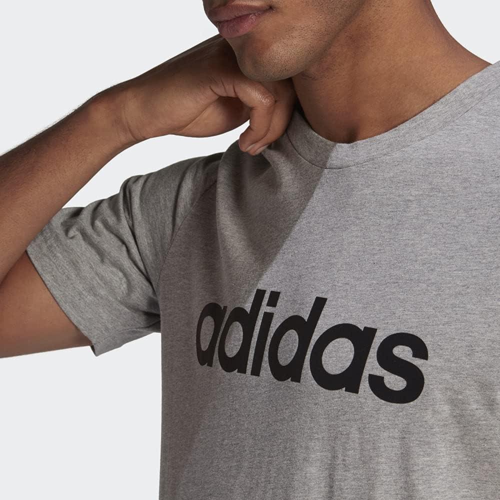imageadidas Mens Essentials Embroidered Linear Logo TeeMedium Grey Heather