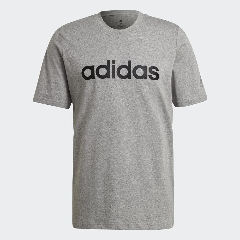imageadidas Mens Essentials Embroidered Linear Logo TeeMedium Grey Heather