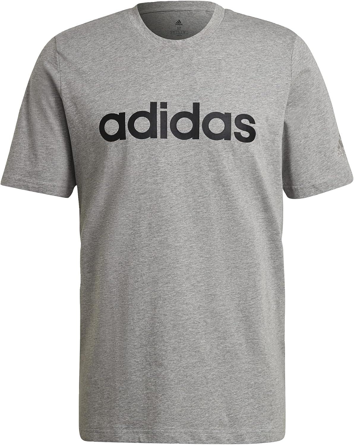 imageadidas Mens Essentials Embroidered Linear Logo TeeMedium Grey Heather