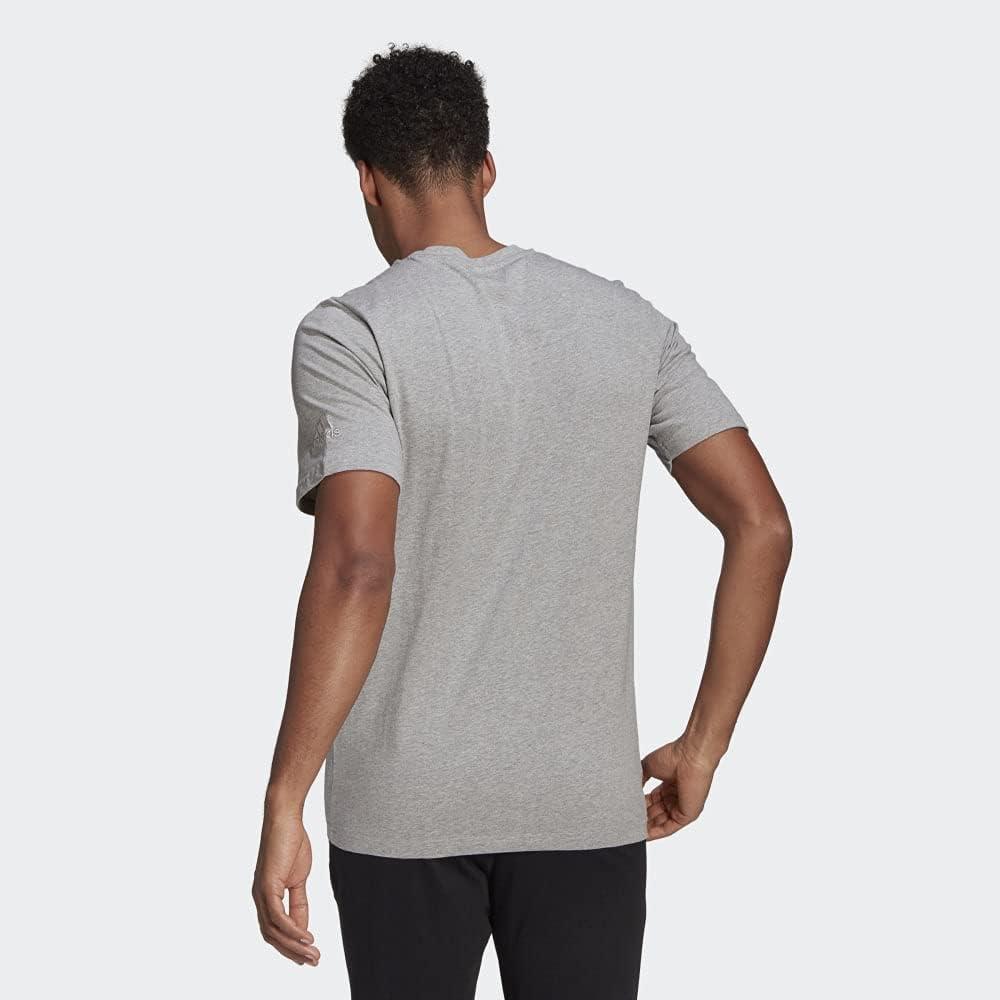 imageadidas Mens Essentials Embroidered Linear Logo TeeMedium Grey Heather