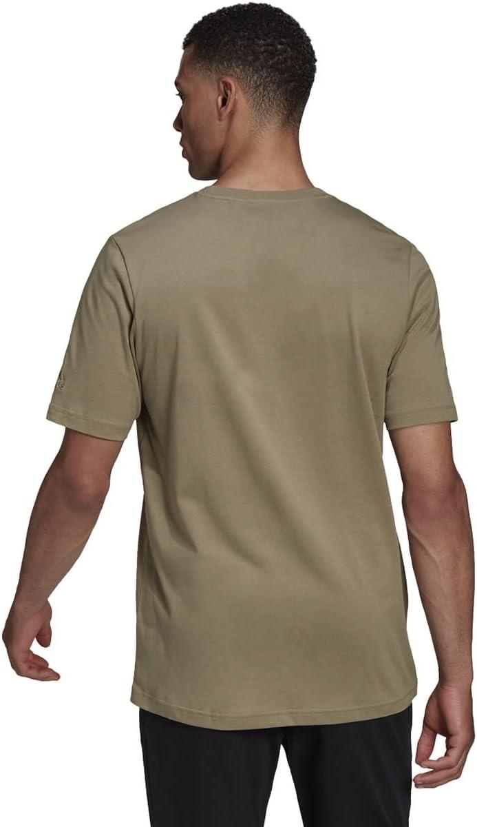 imageadidas Mens Essentials Embroidered Linear Logo TeeOrbit GreenBlack