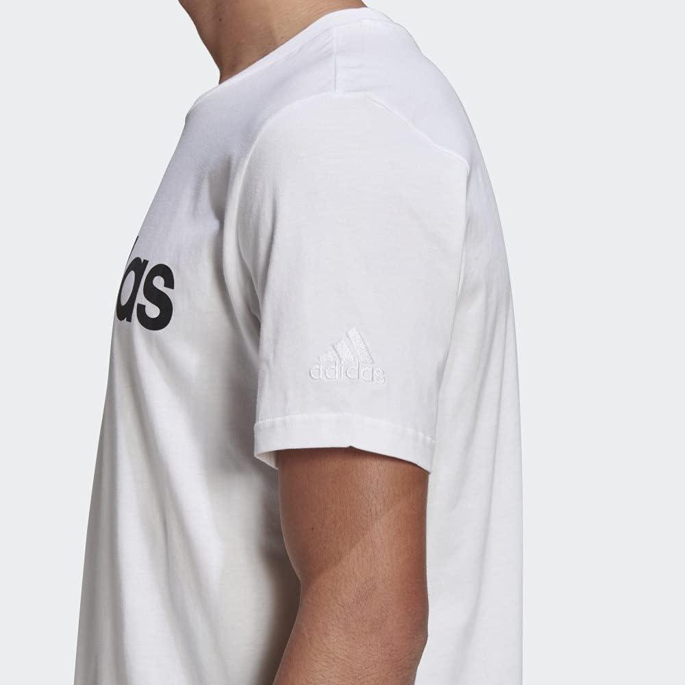 imageadidas Mens Essentials Embroidered Linear Logo TeeWhiteBlack