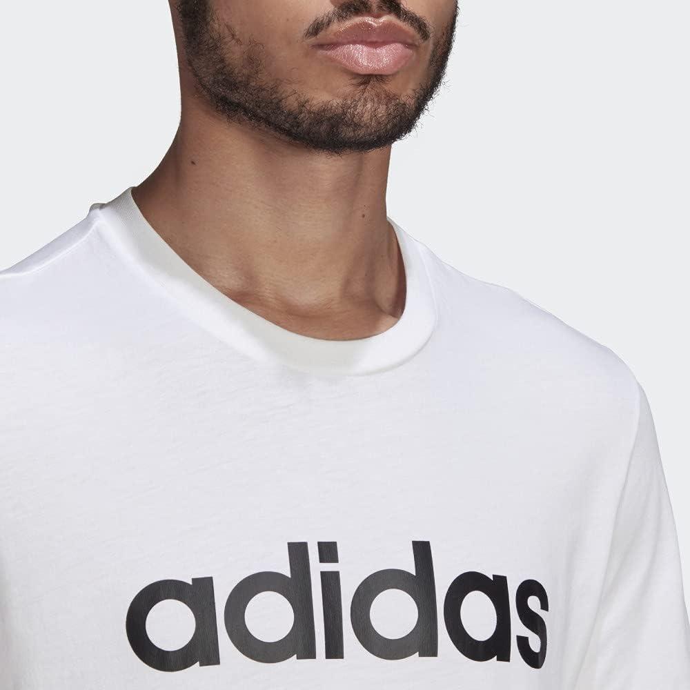 imageadidas Mens Essentials Embroidered Linear Logo TeeWhiteBlack