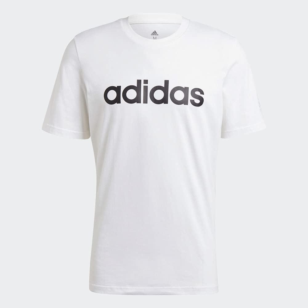 imageadidas Mens Essentials Embroidered Linear Logo TeeWhiteBlack