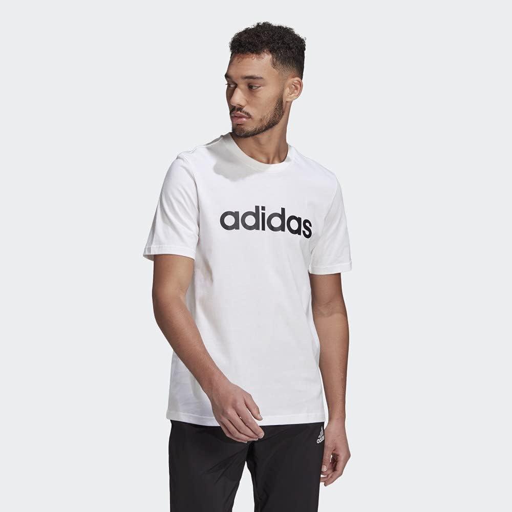 imageadidas Mens Essentials Embroidered Linear Logo TeeWhiteBlack