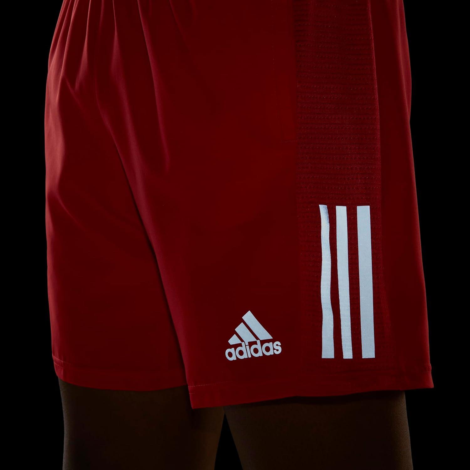 imageadidas Mens Own The Run ShortsBright RedReflective Silver