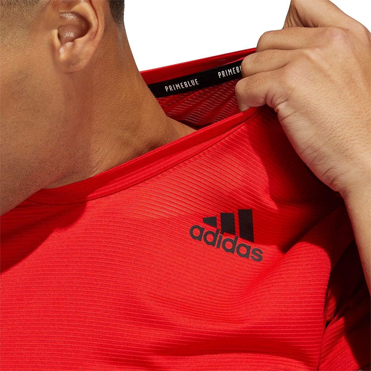 imageadidas Mens Primeblue Designed 2 Move 3Stripes TeeVivid Red