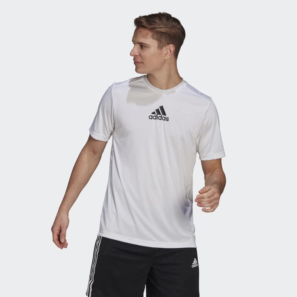 imageadidas Mens Primeblue Designed 2 Move 3Stripes TeeWhiteBlack