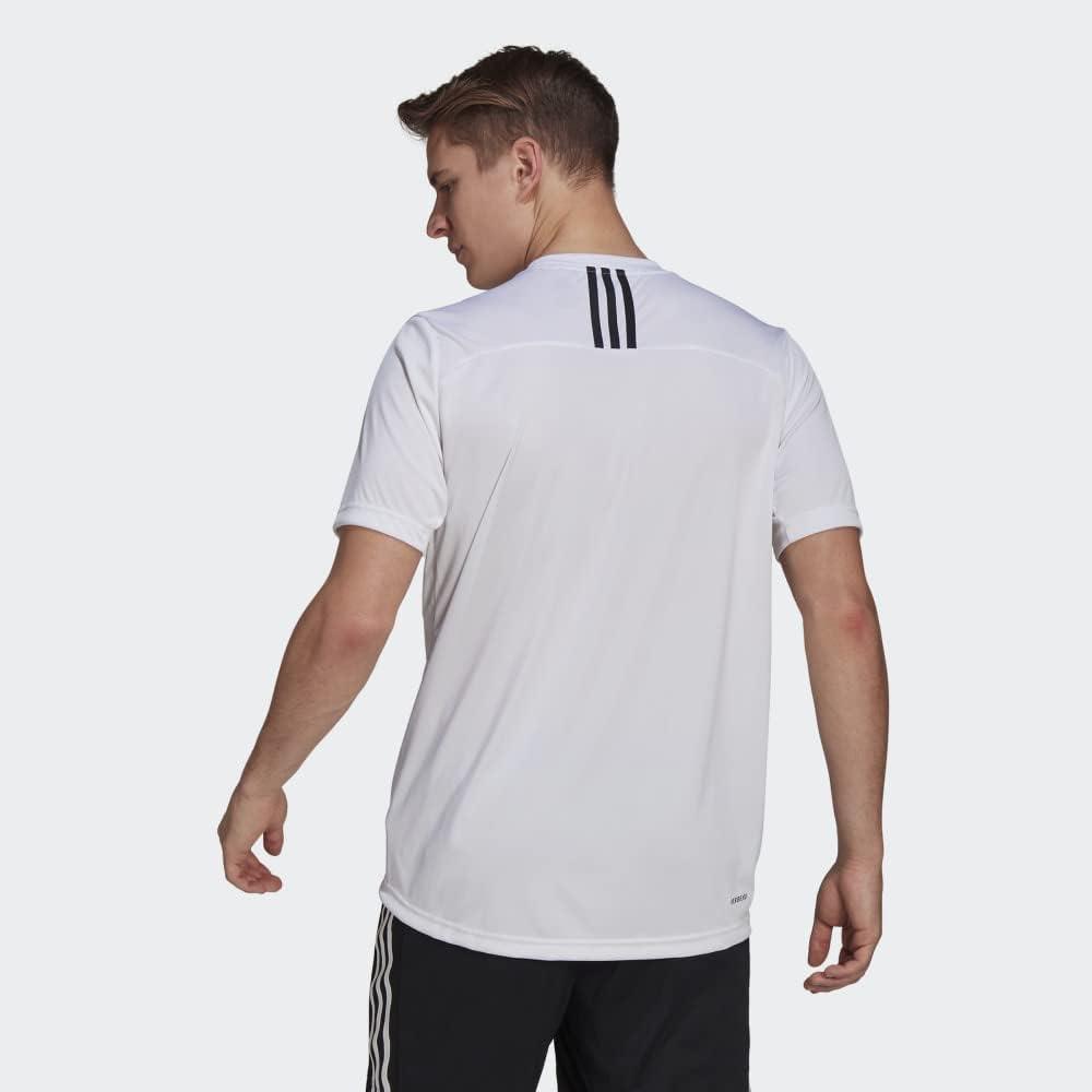 imageadidas Mens Primeblue Designed 2 Move 3Stripes TeeWhiteBlack