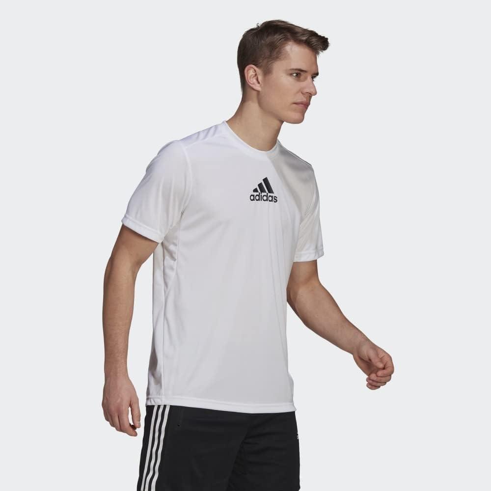 imageadidas Mens Primeblue Designed 2 Move 3Stripes TeeWhiteBlack