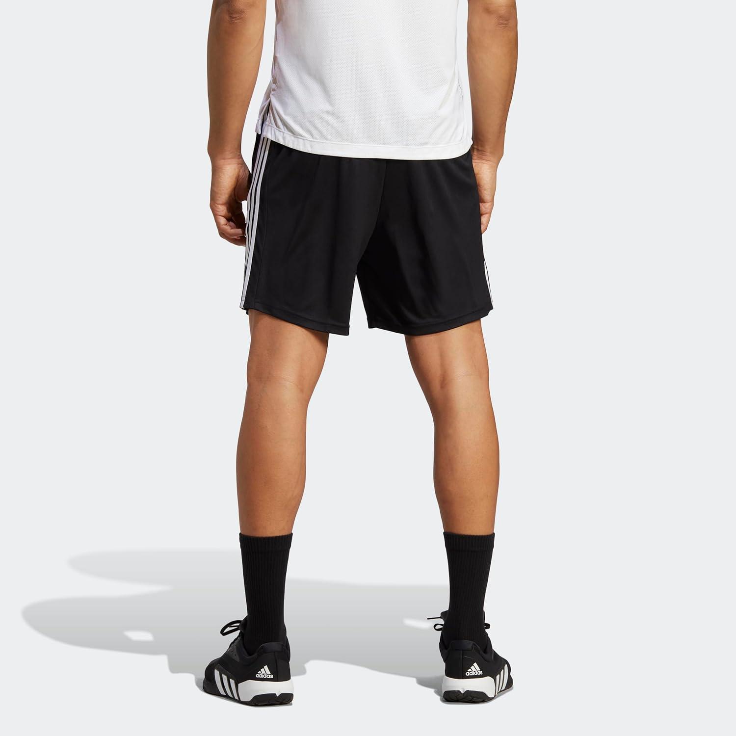 imageadidas Mens Train Essentials Piqu 3Stripes ShortsBlackWhiteBlack