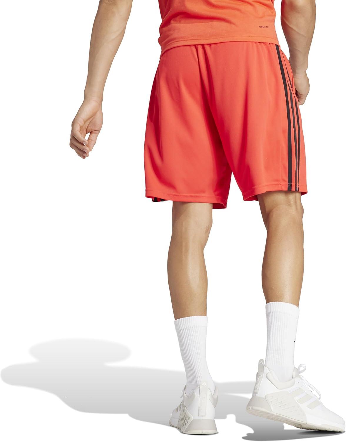 imageadidas Mens Train Essentials Piqu 3Stripes ShortsBright RedBlack